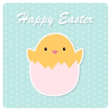 Happy Easter card. Chicken in an eggshell. Vector illustration Illustrazione stock