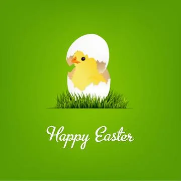 Happy easter card with chicken Stock Illustration