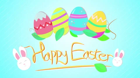 Happy Easter Card Colorful Animation 4K Stock Footage 49548251