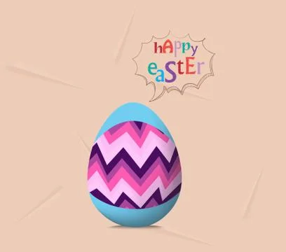 Happy easter card, colorful egg, ribbon Illustrazione stock