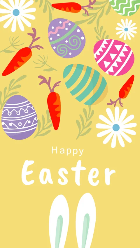 Happy Easter Card with Colorful Eggs and Carrots Video stock 331639177