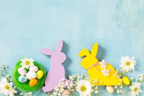 Happy Easter Card. Congratulatory easter background. Easter eggs, Easter eggs. Stock Photos