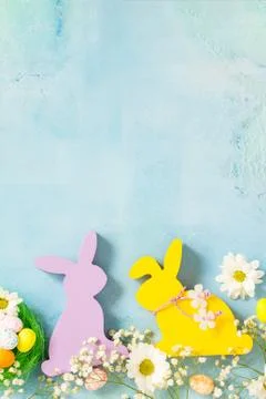 Happy Easter Card. Congratulatory easter background. Easter eggs, Easter eggs. Stock Photos