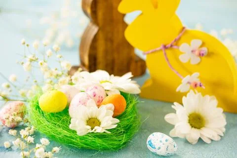 Happy Easter Card. Congratulatory easter background. Easter eggs, Easter eggs. Stock Photos
