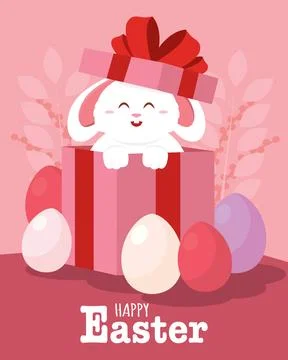 Happy easter card Cute bunny Vector Stock Illustration