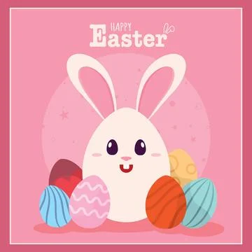 Happy easter card Cute bunny Vector Illustrazione stock