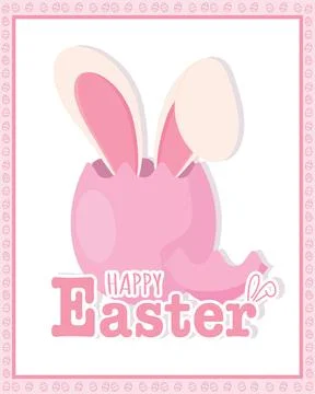 Happy easter card Cute bunny in easter egg Vector 스톡 일러스트