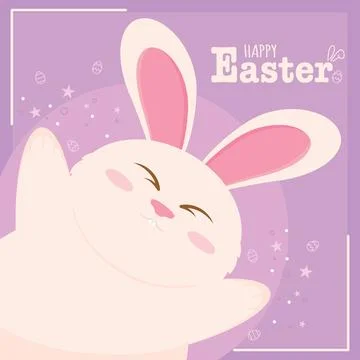 Happy easter card Cute bunny Vector Stock Illustration