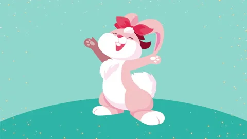 Happy easter card with cute female rabbit Stock Footage 150171106