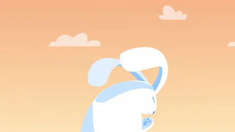 Happy easter card with cute rabbit and sky Stock Footage 150158497