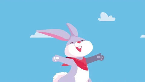 Happy easter card with cute rabbit in the sky Stock Footage 150161208