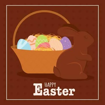 Happy easter card Decorated easter eggs Vector Stock Illustration