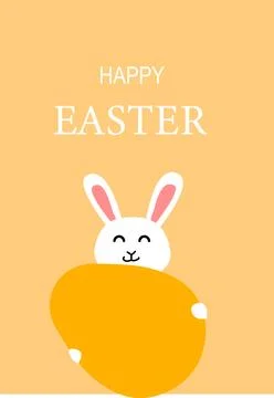Happy easter card design with cute bunny and colorful egg Stock Illustration
