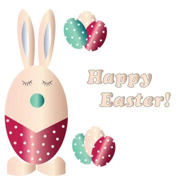 Happy Easter card with Easter bunny and eggs Stock Illustration