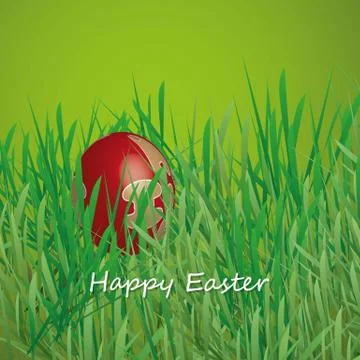 Happy Easter Card - Easter Egg in the Grass Stock Illustration