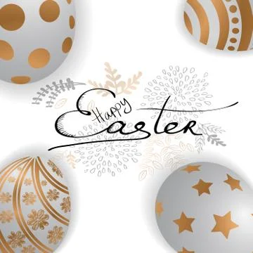Happy Easter card with easter eggs and greetings. Illustrazione stock