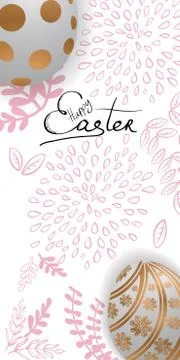 Happy Easter card with easter eggs and greetings. 스톡 일러스트