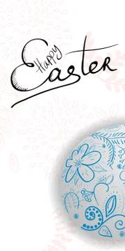 Happy Easter card with easter eggs and greetings. Stock Illustration