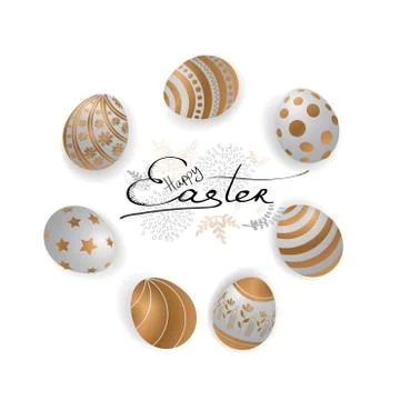 Happy Easter card with easter eggs and greetings. Illustrazione stock