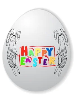 Happy Easter card with easter eggs and greetings. Illustrazione stock
