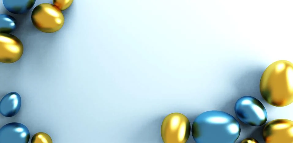 Happy Easter card. Easter eggs with copy space for text, 3d rendering. 스톡 일러스트