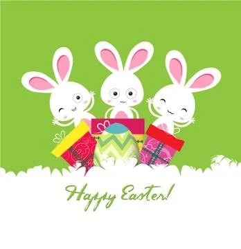 Happy easter card with egg and gifts Stock Illustration