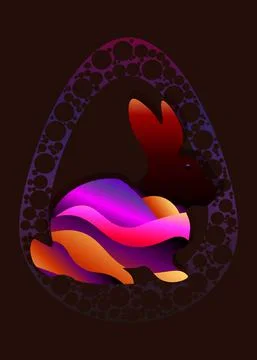 Happy Easter card with egg and hiding rabbit. Happy Easter card with rabbit e Stock Illustration