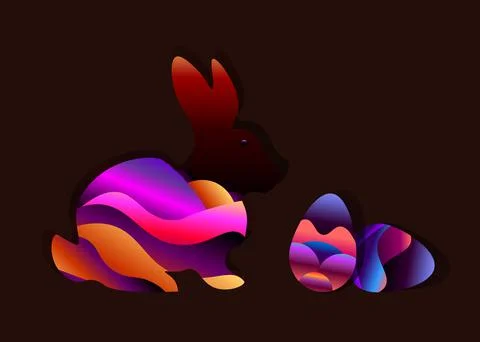 Happy Easter card with egg and hiding rabbit. Happy Easter card with rabbit e Illustrazione stock