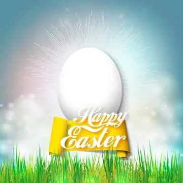 Happy easter card with egg. Bright spring vector background 스톡 일러스트
