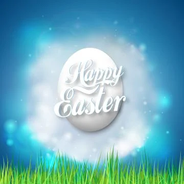 Happy easter card with egg. Bright spring vector background Stock Illustration