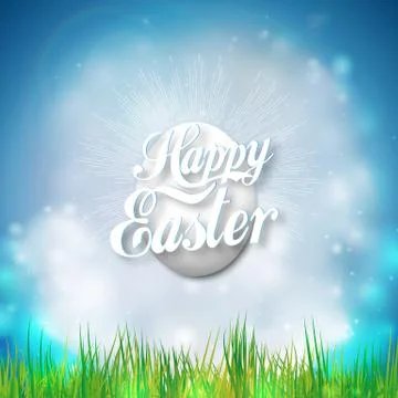 Happy easter card with egg. Bright spring vector background Stock Illustration