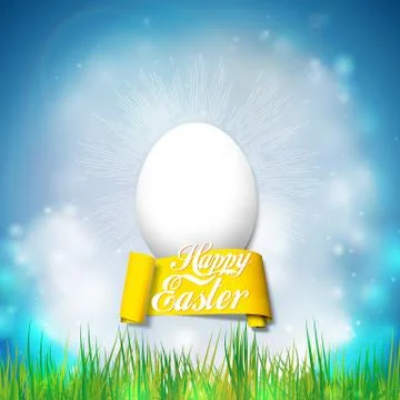 Happy easter card with egg. Bright spring vector background 스톡 일러스트