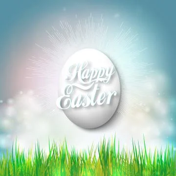 Happy easter card with egg. Bright spring vector background 스톡 일러스트