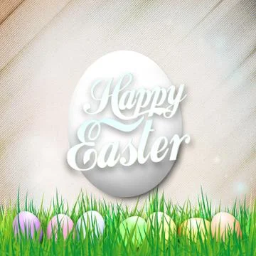 Happy easter card with egg. Bright spring vector background Stockillustratie