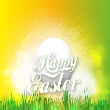 Happy easter card with egg. Bright spring vector background Stock Illustration