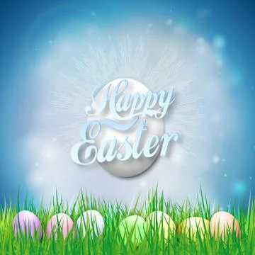 Happy easter card with egg. Bright spring vector background イラスト素材