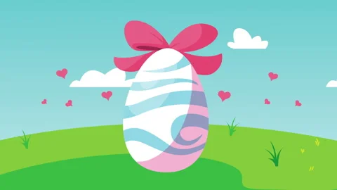 Happy easter card with egg painted and hearts Stock Footage 150172321