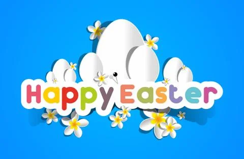 Happy Easter Card With Eggs And Spring Flowers Stock Illustration