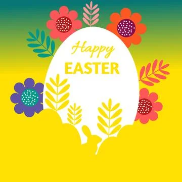 Happy Easter card with eggs and flowers Illustrazione stock