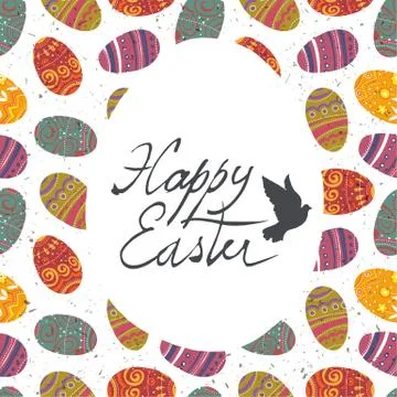 Happy Easter Card with Eggs Illustrazione stock