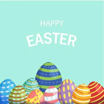 Happy Easter Card with eggs. Vector illustration Stock Illustration