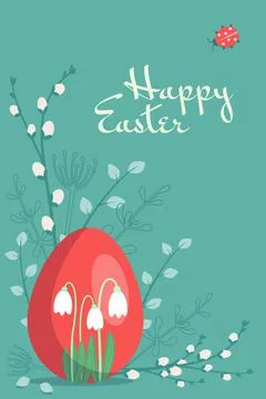 Happy easter card. Festive decoration with spring elements Stock Illustration