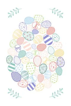 Happy easter card. Festive decoration with spring elements Illustrazione stock
