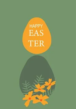 Happy easter card with floral egg design on green background Stock Illustration