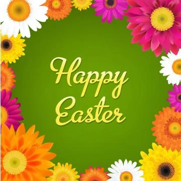 Happy easter card with gerbers Stock Illustration