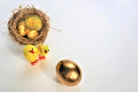Happy Easter card. Golden Easter eggs Stock Photos