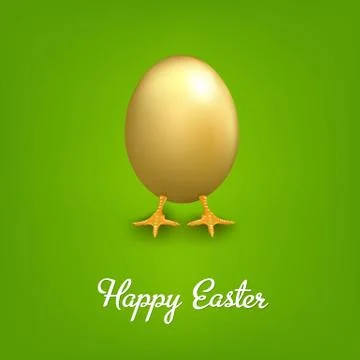 Happy easter card with golden egg Stock Illustration
