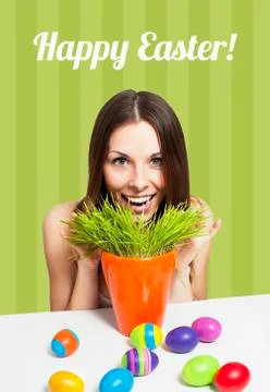 Happy Easter card green Stock Photos