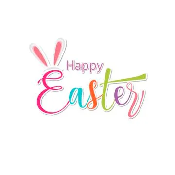 Happy Easter card. Hand drawn calligraphic lettering. Stock Illustration