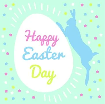 Happy Easter card. hare pushing Stock Illustration